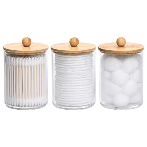 Tbestmax 10 Oz Cotton Swab/Ball/Pad Holder, Qtip Apothecary Jar, Clear Bathroom Containers Dispen... | Amazon (US)