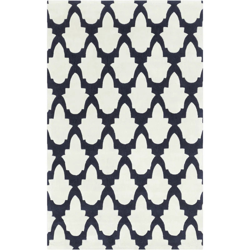 Windsor Geometric Handmade Tufted Black/Beige Area Rug | Wayfair North America