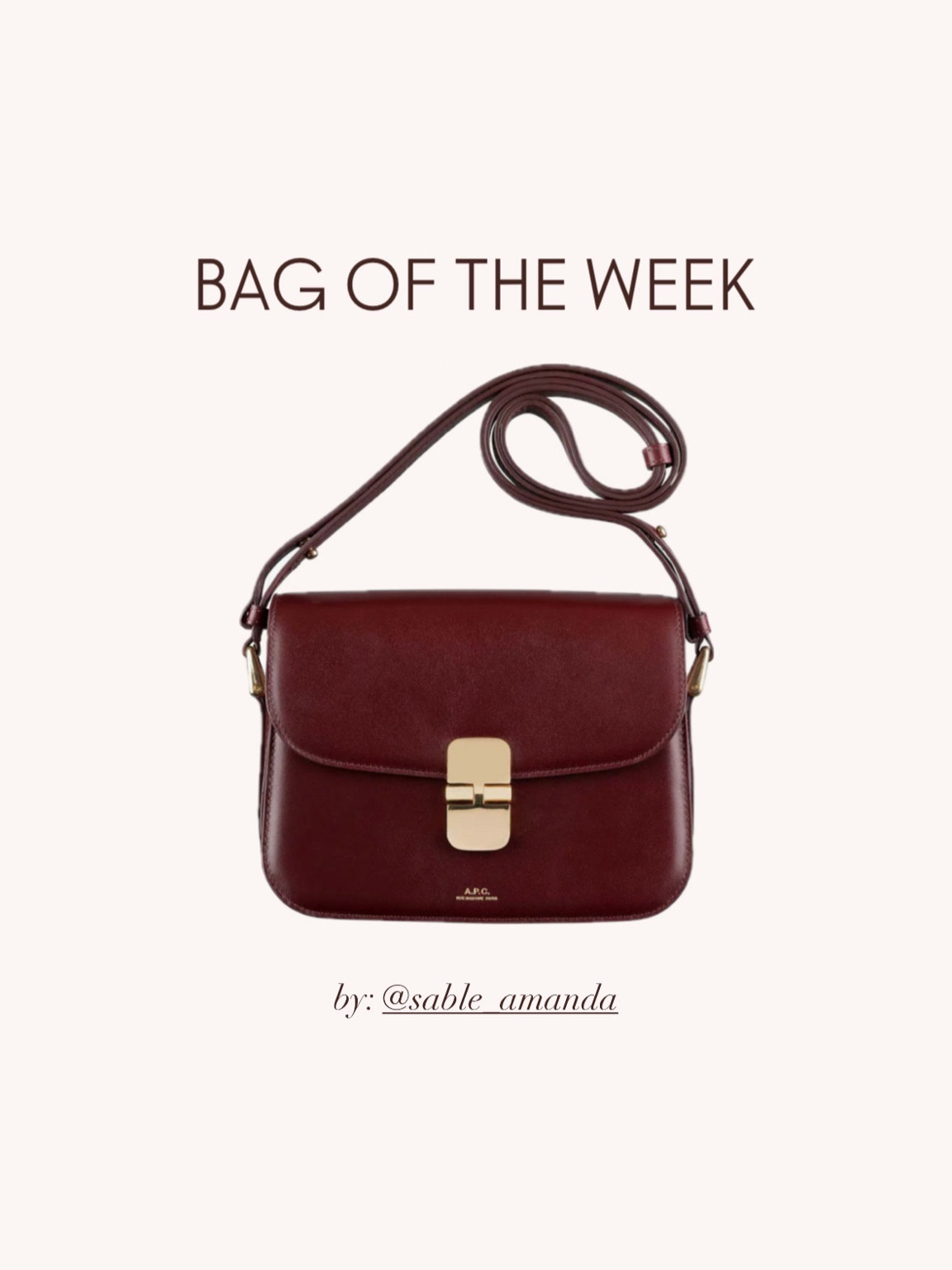 It bag of the week: This gorgeous burgundy soft cowhide leather bag in color “vino” inspired by chic vintage bags, in a mini size. An adjustable leather shoulder strap makes it versatile and the gold tone metal clasp gives it just that bit of fancy that every girl loves. Pricey, but certainly a timeless investment piece, that beats the Celine bag price tag! 🥀

#LTKItBag