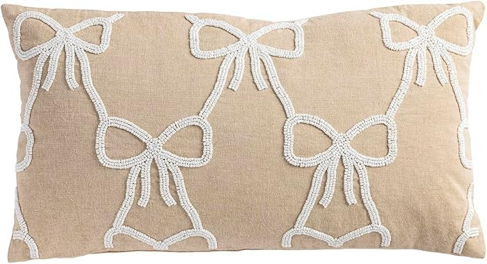 Mud Pie Lumbar Beaded Bow Pillow | Amazon (US)