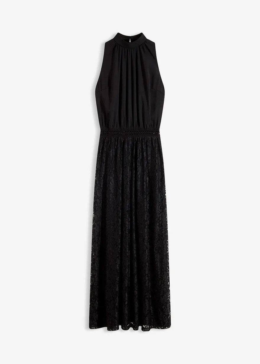 Modern und feminin: Bezauberndes Abendkleid mit Stehkragen und Rock aus romantischer Spitze | Bonprix DE