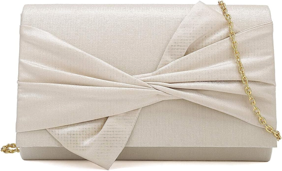 IXEBELLA Satin Evening Bag Bow Flap Clutch Purse for Women Formal Party/Prom/Wedding… | Amazon (US)