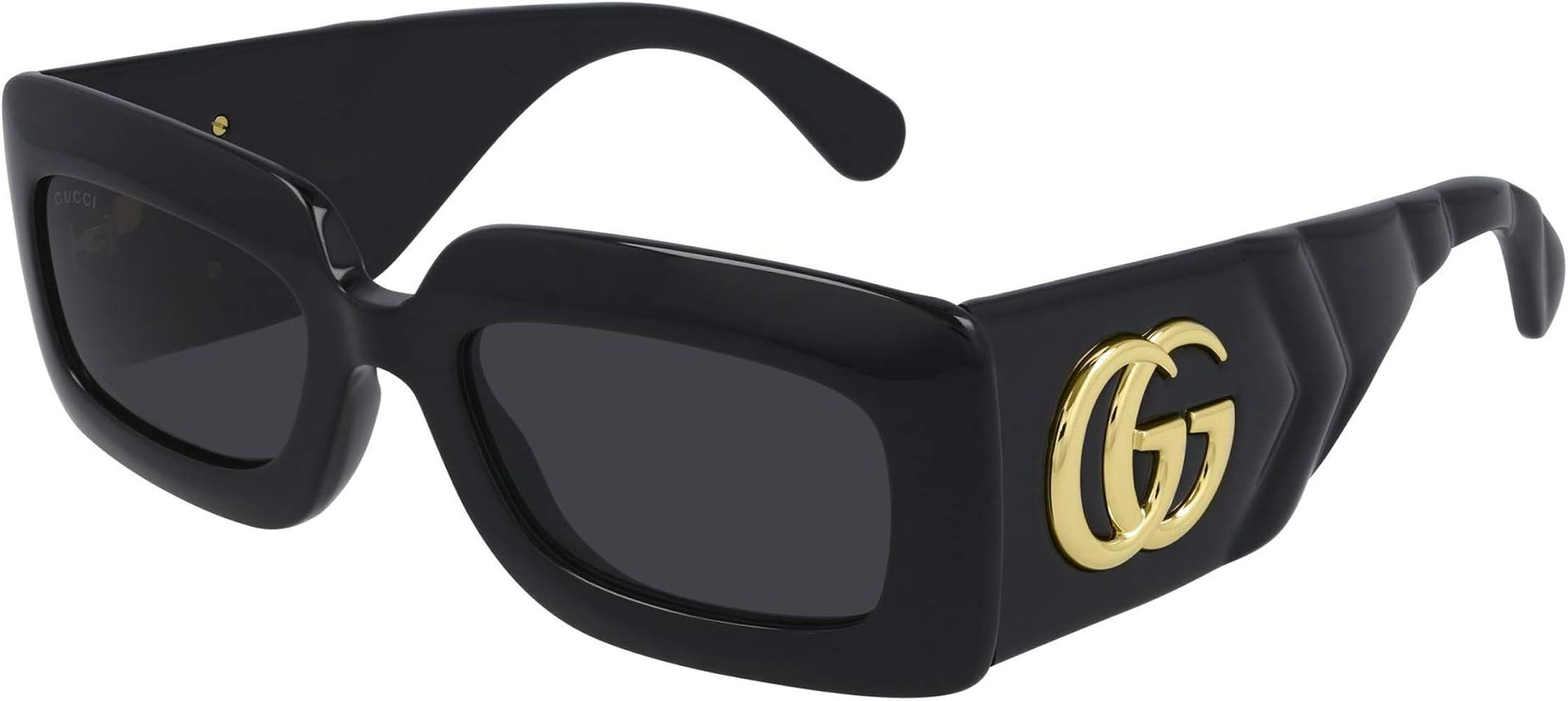 Gucci Women's Matelasse 90s Rectangular Sunglasses, Black Black Grey, One Size | Amazon (US)