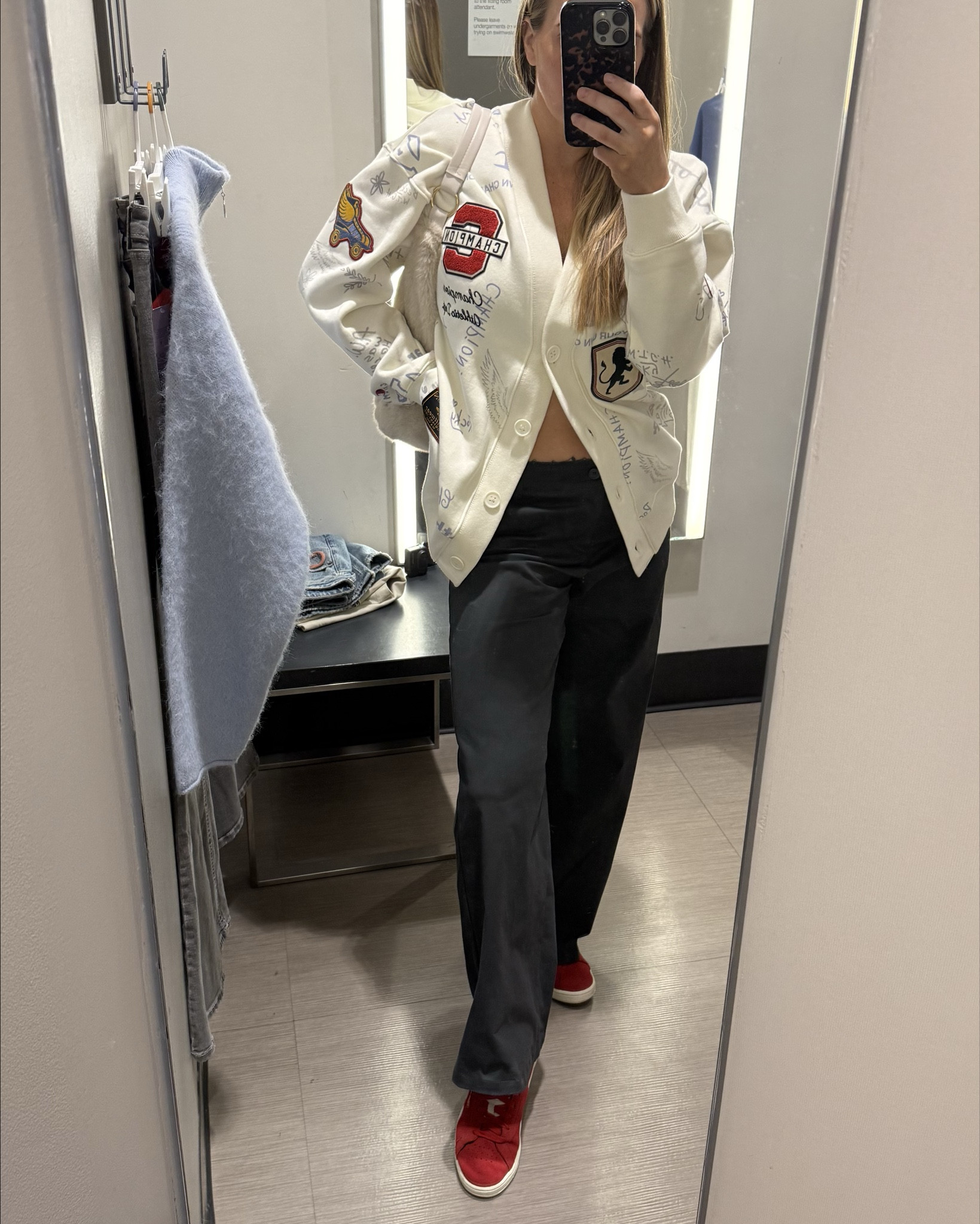 Size small in the gray pants 
Size large in the sweater they only had large left in store so I had to order it online!
So cute for preppy fall style I love it with open chest or paired with a tank 

#LTKStyleTip #LTKFindsUnder100 #LTKSeasonal