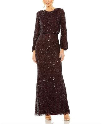 Mac Duggal High Neck Long Sleeve Beaded Blouson Gown  | Bloomingdale's Women | Bloomingdale's (US)