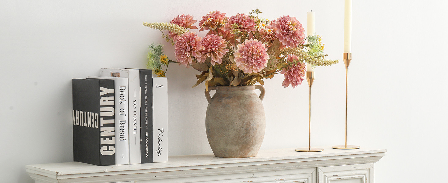 Dobbyby Ceramic Flower Vase 7.6 inch Farmhouse Rustic Vase Decorative Pottery Terracotta Vases fo... | Amazon (US)