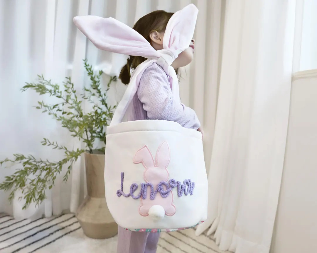 Custom Easter Basket | Embroidered Easter Basket for Kids | Personalized Bunny Baskets | Easter G... | Etsy (US)