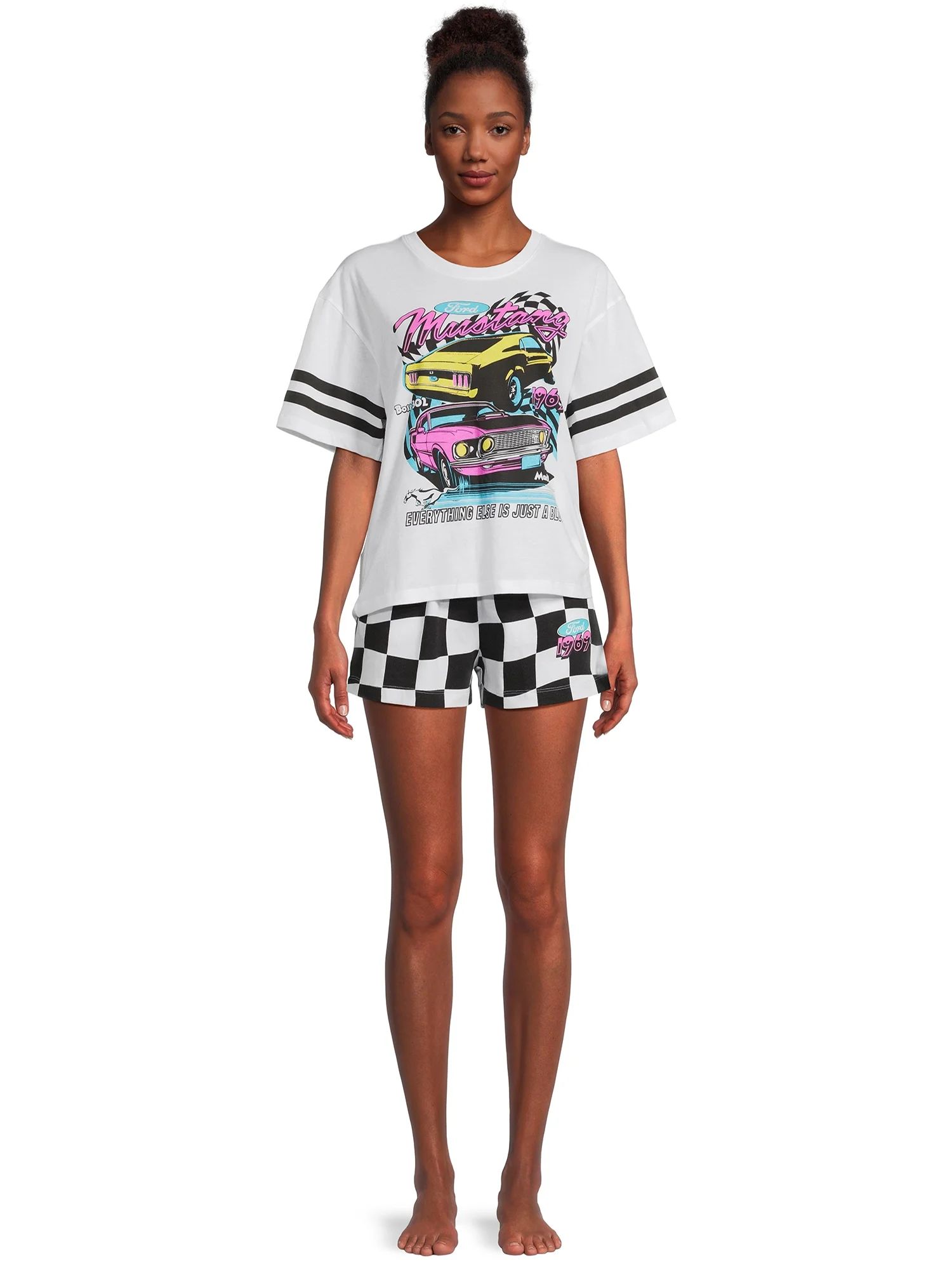 Ford Mustang Women’s Graphic Tee and Shorts Lounge Set, 2-Piece, Sizes XS-3X | Walmart (US)