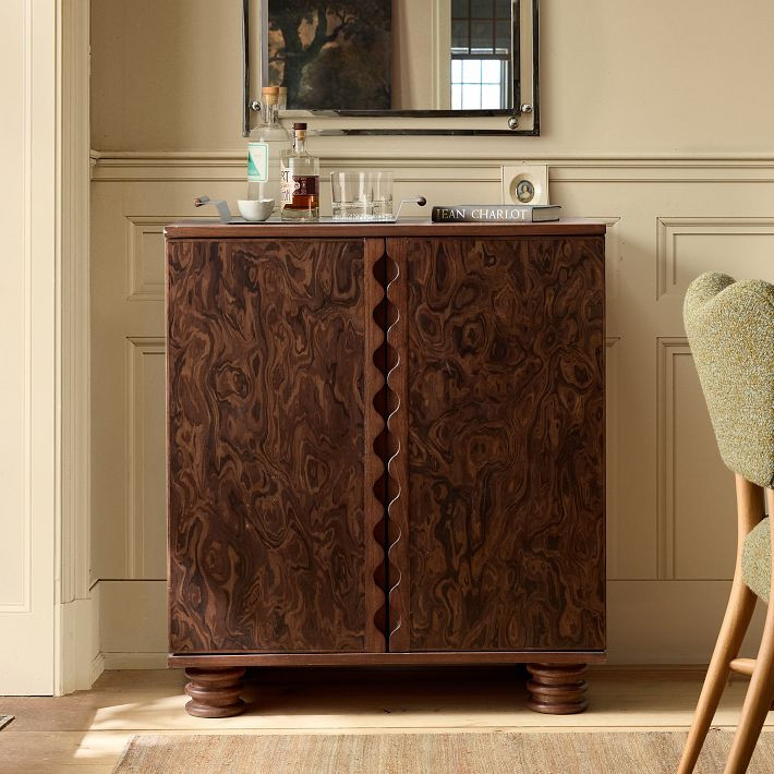 Pierce & Ward Wave Burl Bar Cabinet (32") | West Elm (US)