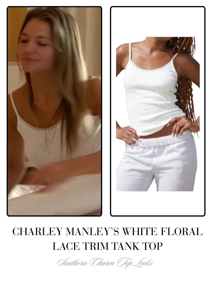 Charley Manley’s White Floral Lace Trim Tank Top
