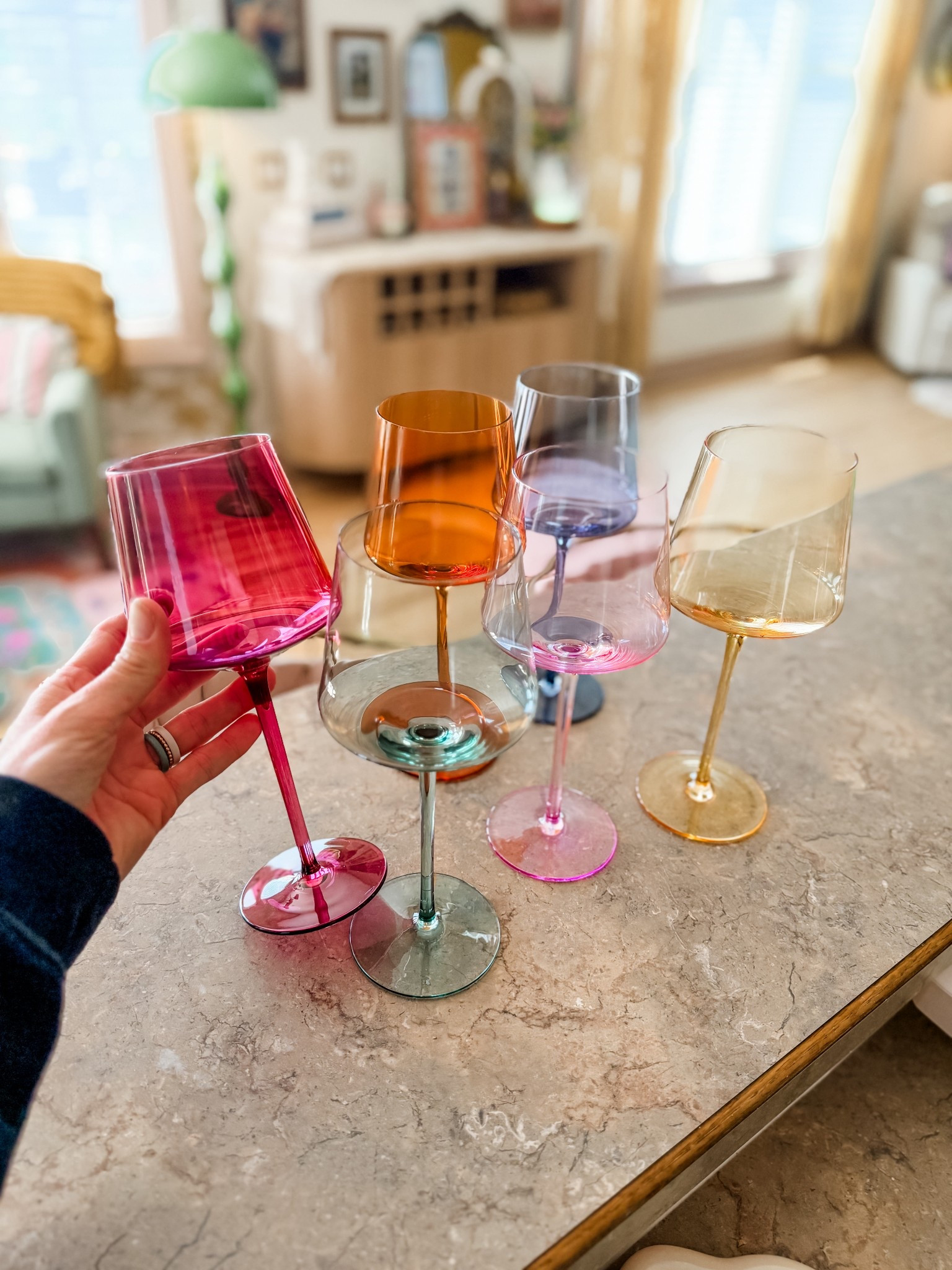 Long stem colorful wine glasses 

#LTKHome