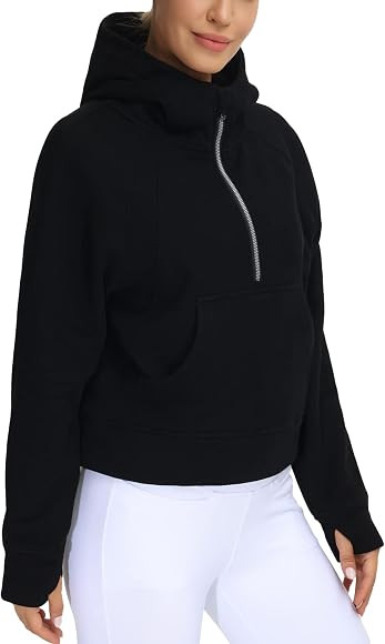 THE GYM PEOPLE Women's Half Zip Hoodies Long Sleeve Fleece Lined Crop Pullover Sweatshirts with P... | Amazon (CA)