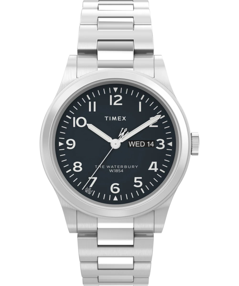 Waterbury Traditional Day Date 39mm Stainless Steel Bracelet Watch | Timex