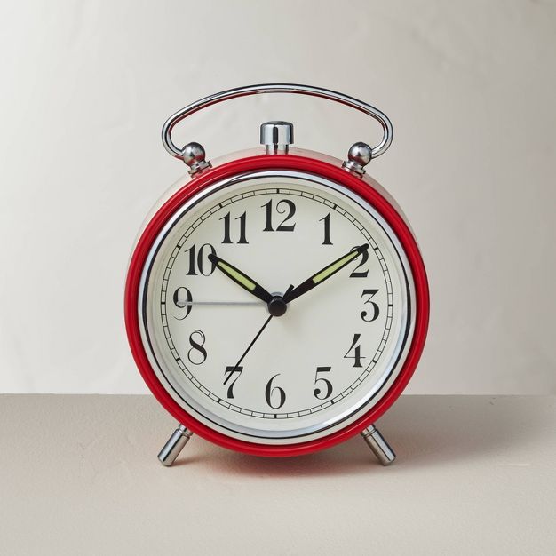 Metal Alarm Clock Red/Silver - Hearth &#38; Hand&#8482; with Magnolia | Target