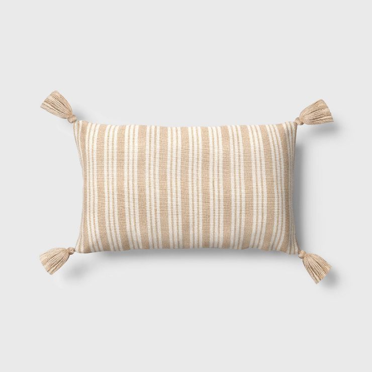 Vertical Stripes Outdoor Throw Pillow Neutrals - Threshold&#8482; designed with Studio McGee | Target