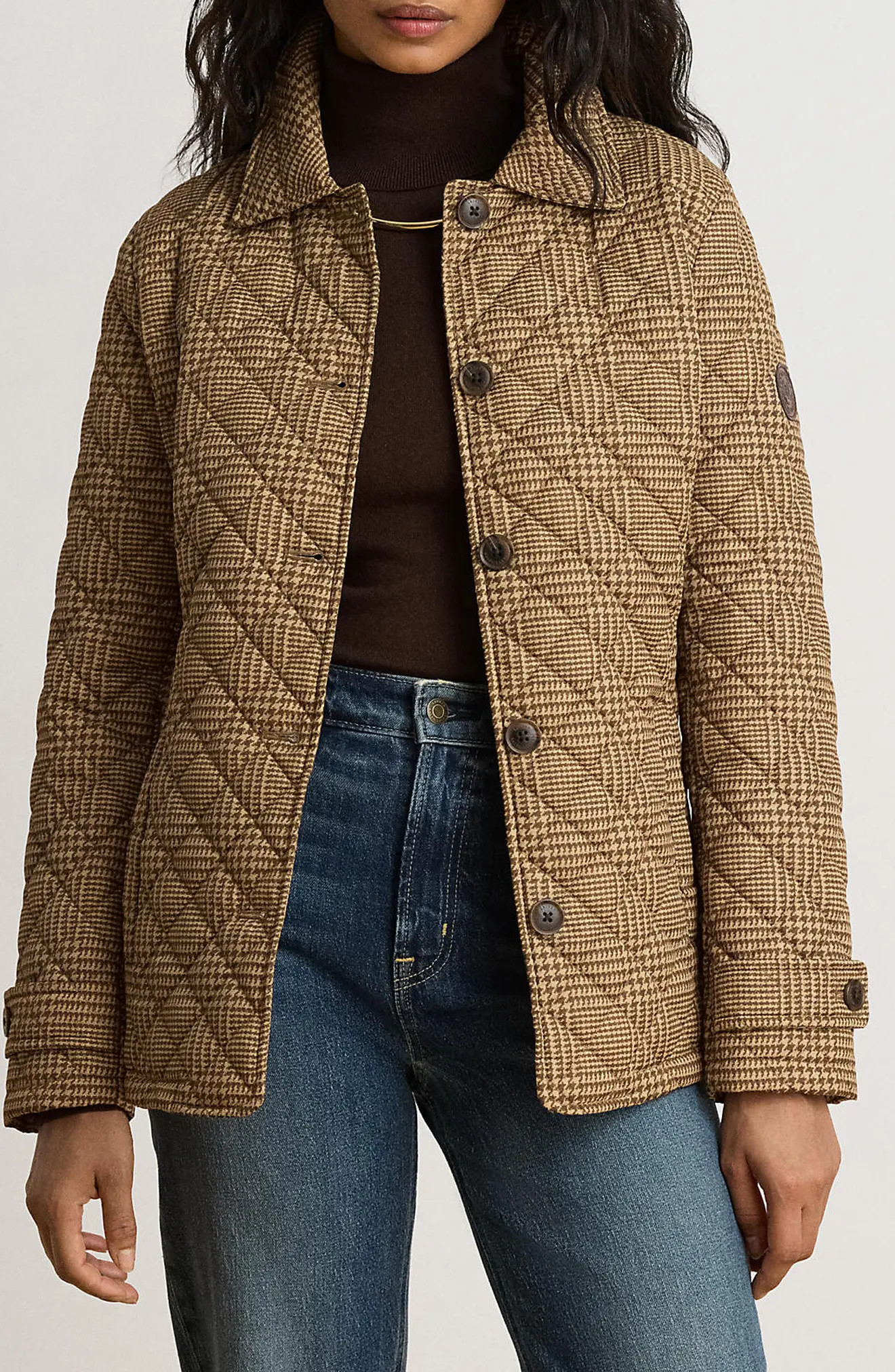 Lauren Ralph Lauren Houndstooth Quilted Jacket (Women) | Nordstrom | Nordstrom