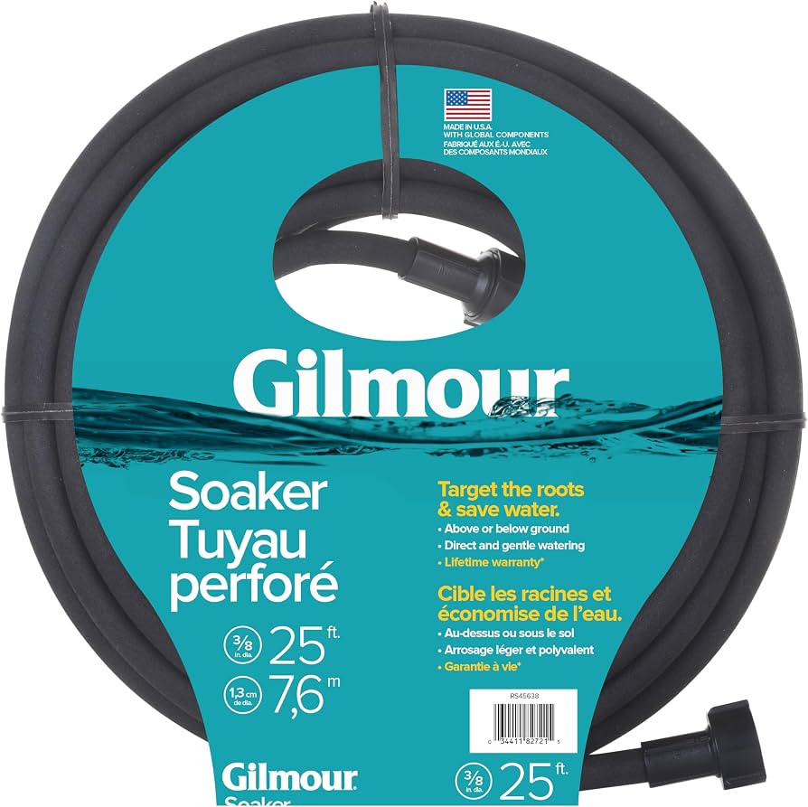 Gilmour 3/8" x 25' Round Weeper Soaker Hose for Garden Beds, Drip Irrigation Outdoor Hose, Flexib... | Amazon (US)