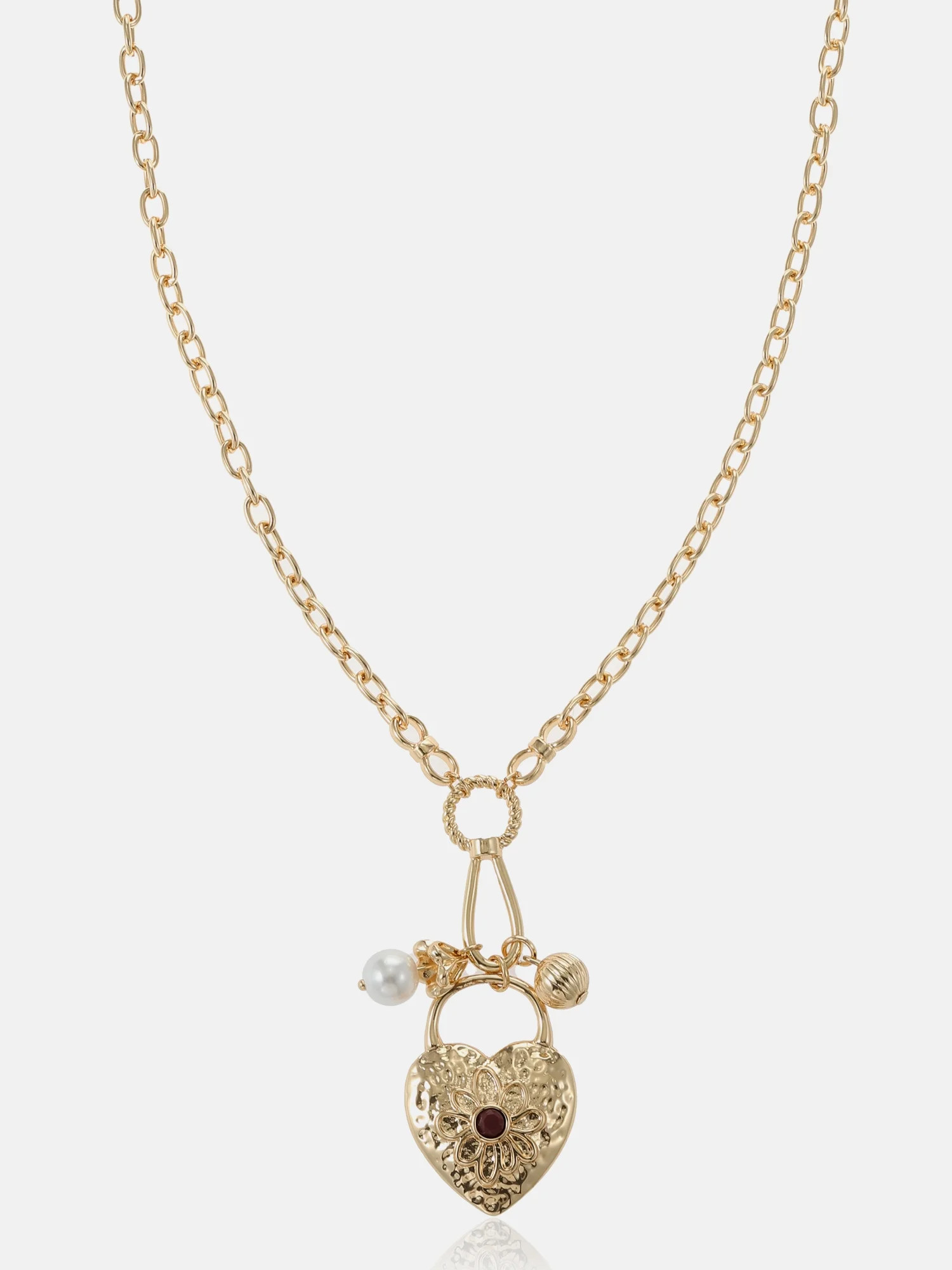 Scenario Heart Locket Charm Necklace, Gold-Tone | Walmart (US)