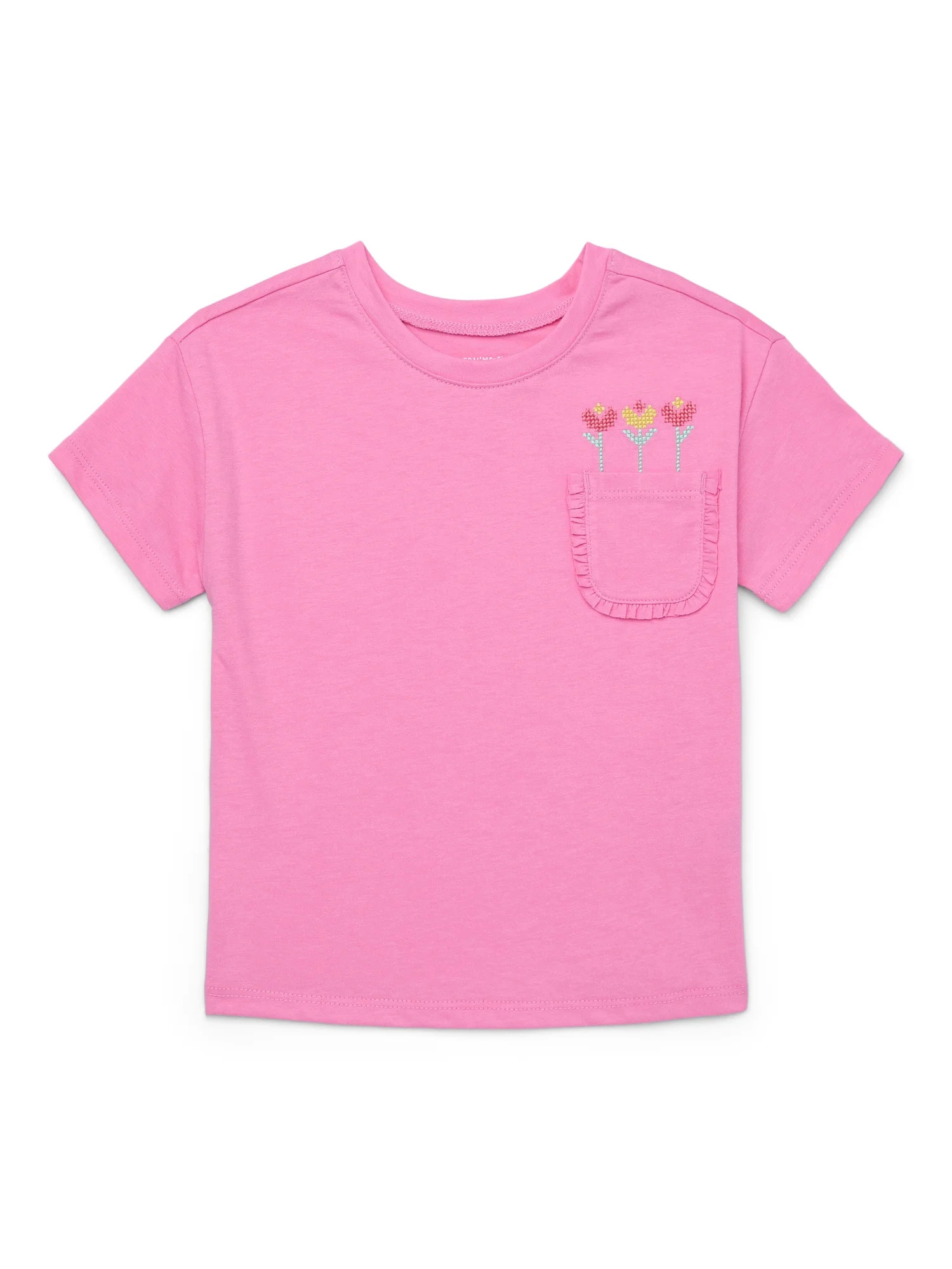 Garanimals Toddler Girl Short Sleeve T-Shirt with Ruffle Pocket, Sizes 18M-5T - Walmart.com | Walmart (US)