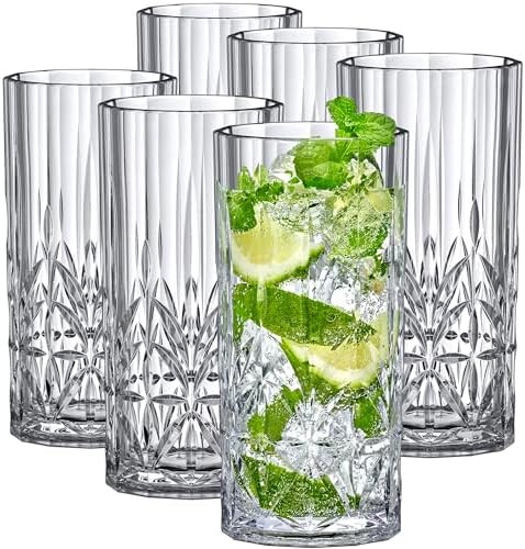 Amazing Abby - Vika - 18-Ounce Plastic Highball Glasses (Set of 6), Plastic Cocktail Glasses, Reu... | Amazon (US)