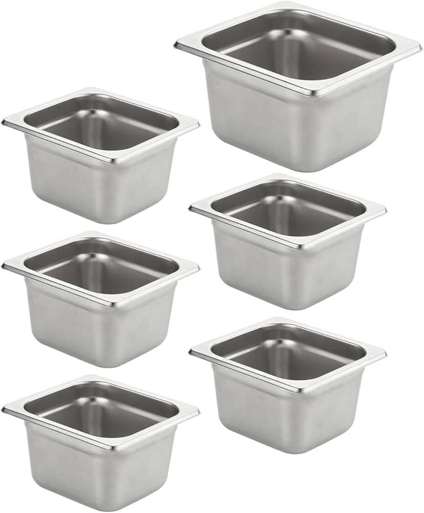 6 Pack Anti-Jam Hotel Pans, 1/6 Size 4 Inch Deep, Commercial Stainless Steel Chafing Steam Table ... | Amazon (US)