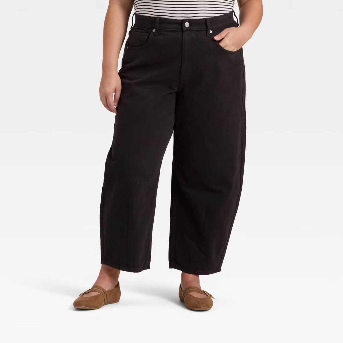 Women's High-Rise Easy Barrel Ankle Jeans - Universal Thread™ Black Wash 12 Long | Target