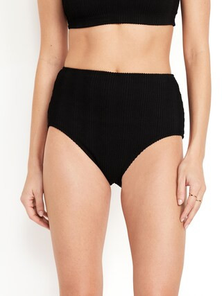 High-Waisted Ribbed Bikini Swim Bottoms | Old Navy (CA)