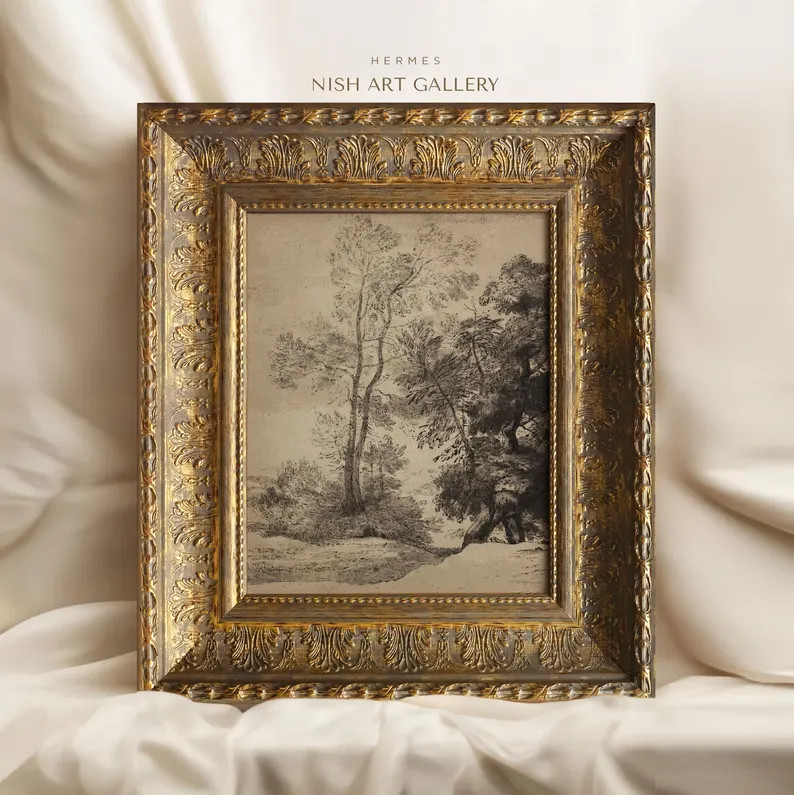 Vintage Tree Sketch Art Print: Framed Antique Botanical Drawing | Etsy (US)