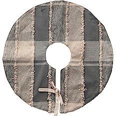 Creative Co-Op 20" Round Woven Cotton Plaid Tree Skirt w/Frayed Edges, Grey & Cream Color Textile... | Amazon (US)