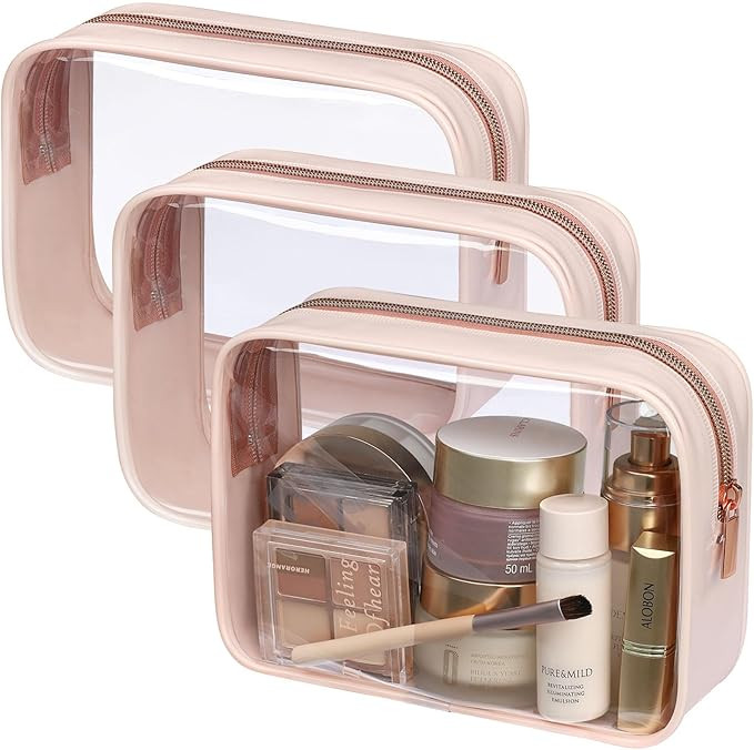 PACKISM TSA Approved Toiletry Bag - Clear Makeup Bag Waterproof Quart Size Bag, Travel Makeup Cos... | Amazon (US)