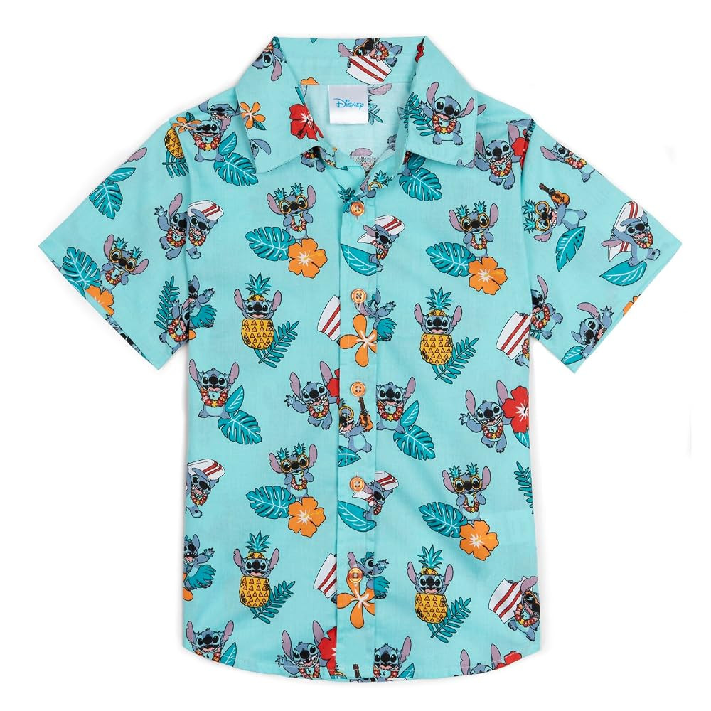 Disney Lilo & Stitch Mickey Mouse Lion King Simba Hawaiian Button Down Shirt Toddler to Big Kid | Amazon (US)