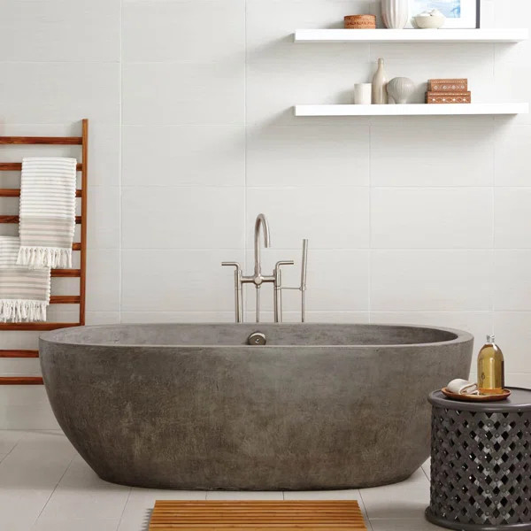NativeStone Freestanding Soaking Cement Bathtub | Wayfair North America