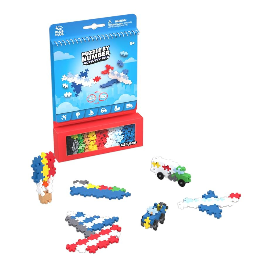 Plus Plus Puzzle By Number Activity Pad, Kids Travel Activities, Interlocking Mini Building Block... | Amazon (US)