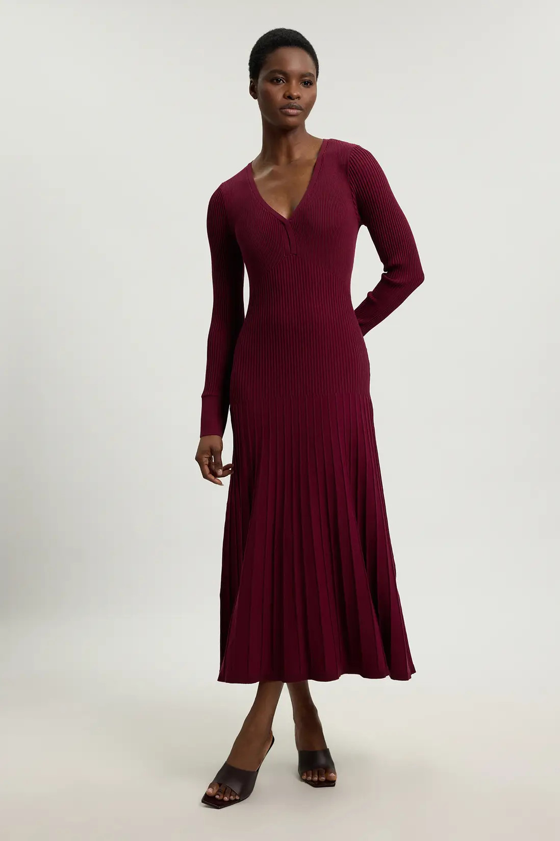 Knit Pointelle Stitch Detail Midi Dress | Karen Millen