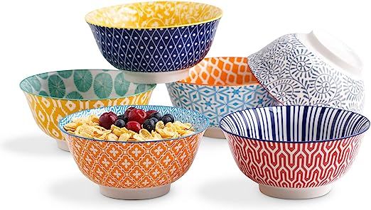 Selamica Porcelain 20oz Bowls Set - Set of 6, 6 inch ceramic bowls for Cereal, Soup, Salad and Pa... | Amazon (US)