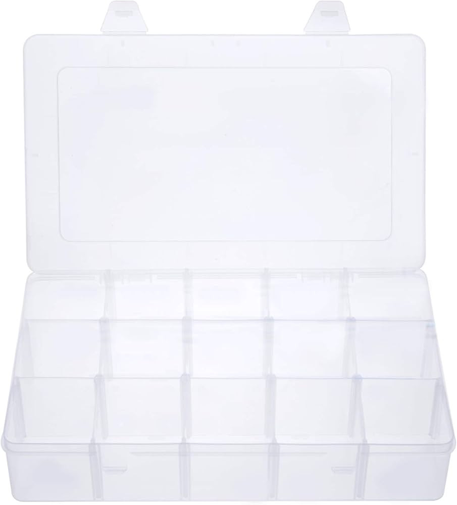 Gospire 15 Large Grids Clear Plastic Jewelry Box Organizer Storage Container with Removable Divid... | Amazon (US)