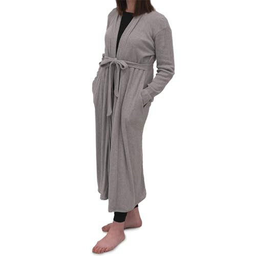 MONICA + ANDY Maternity Lounge Robe – 100% Organic Cotton Gown for Labor & Delivery at the Hospital, Home, Bath, Nursing & More – Essential Pregnancy & Postpartum Nightgown – Grey, Medium/Large | Amazon (US)