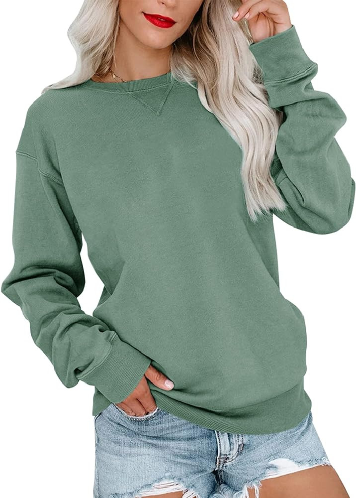 Bingerlily Womens Casual Long Sleeve Sweatshirt Crew Neck Cute Pullover Relaxed Fit Tops | Amazon (US)