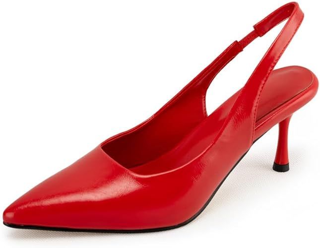 heelchic Women‘s Kitten Pumps Heels, Low Heels Comfortable Slingback Dress Shoes for Women | Amazon (US)