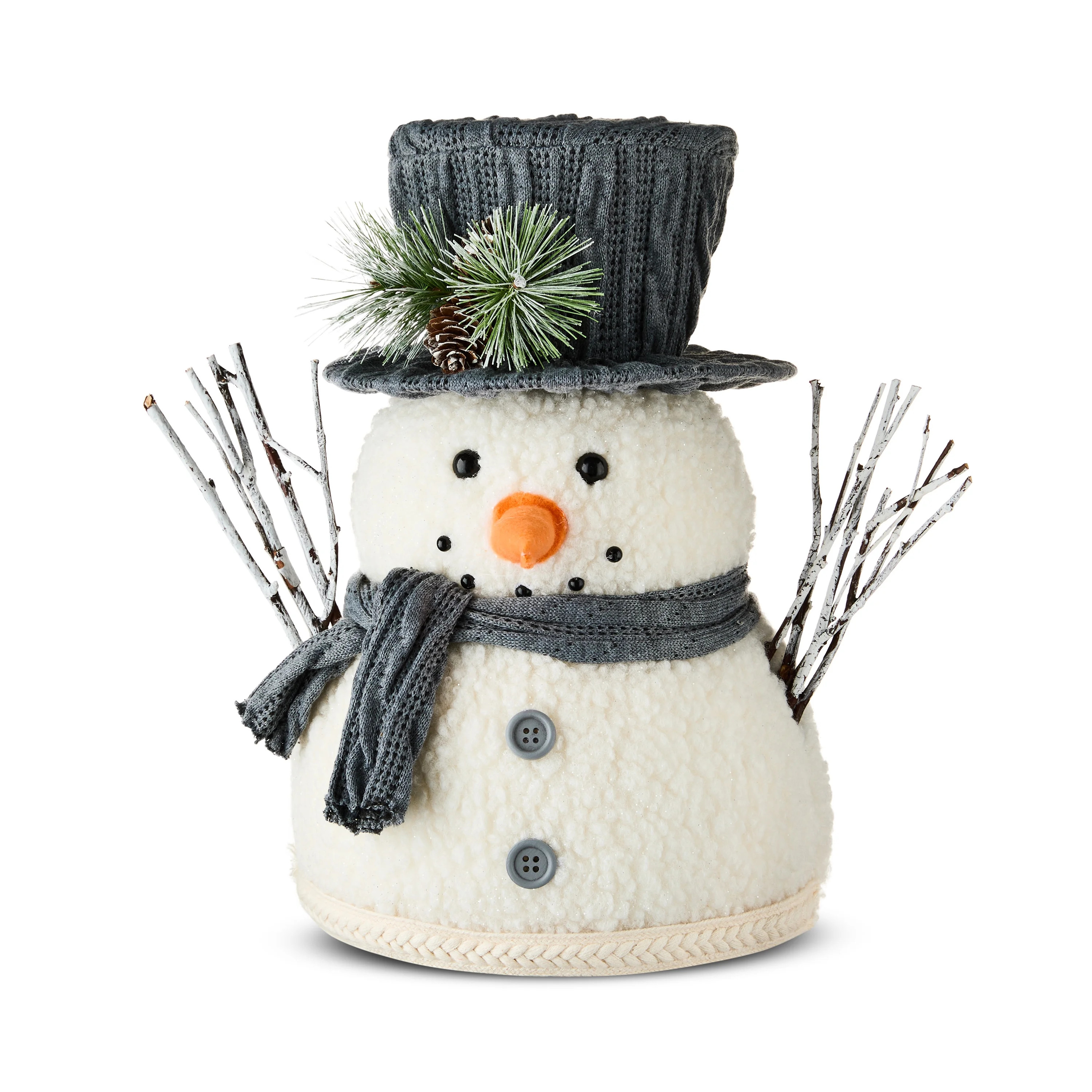 Gray & Cream Snowman with Hat Christmas Tree Topper, 12 in, by Holiday Time | Walmart (US)