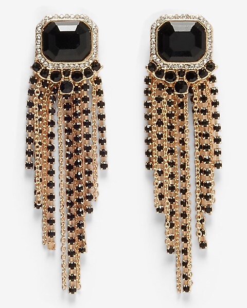 Stone Chain Fringe Drop Earrings | Express