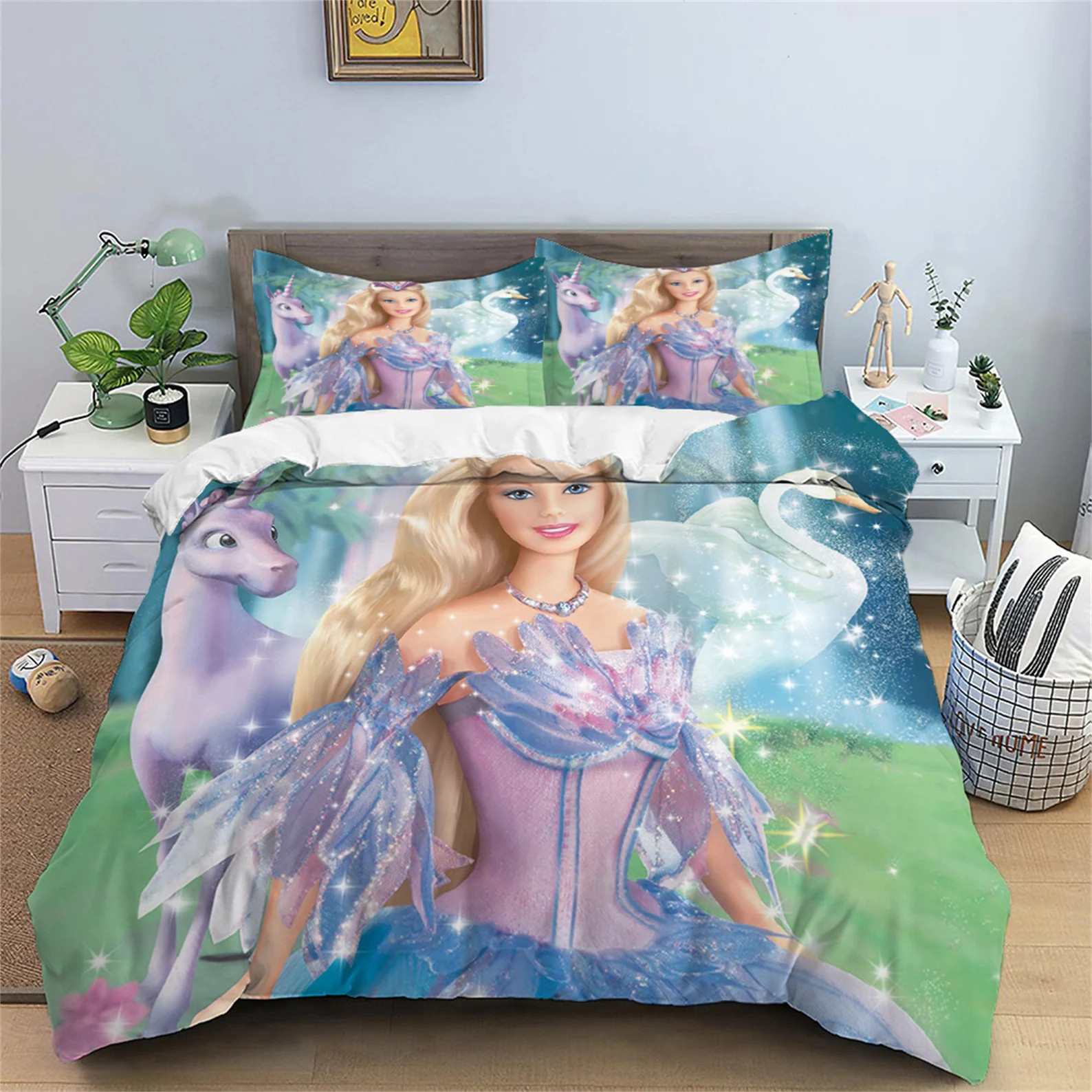 Disney Barbie Bedding Three Piece Duvet Cover Set Decoration - Etsy | Etsy (US)