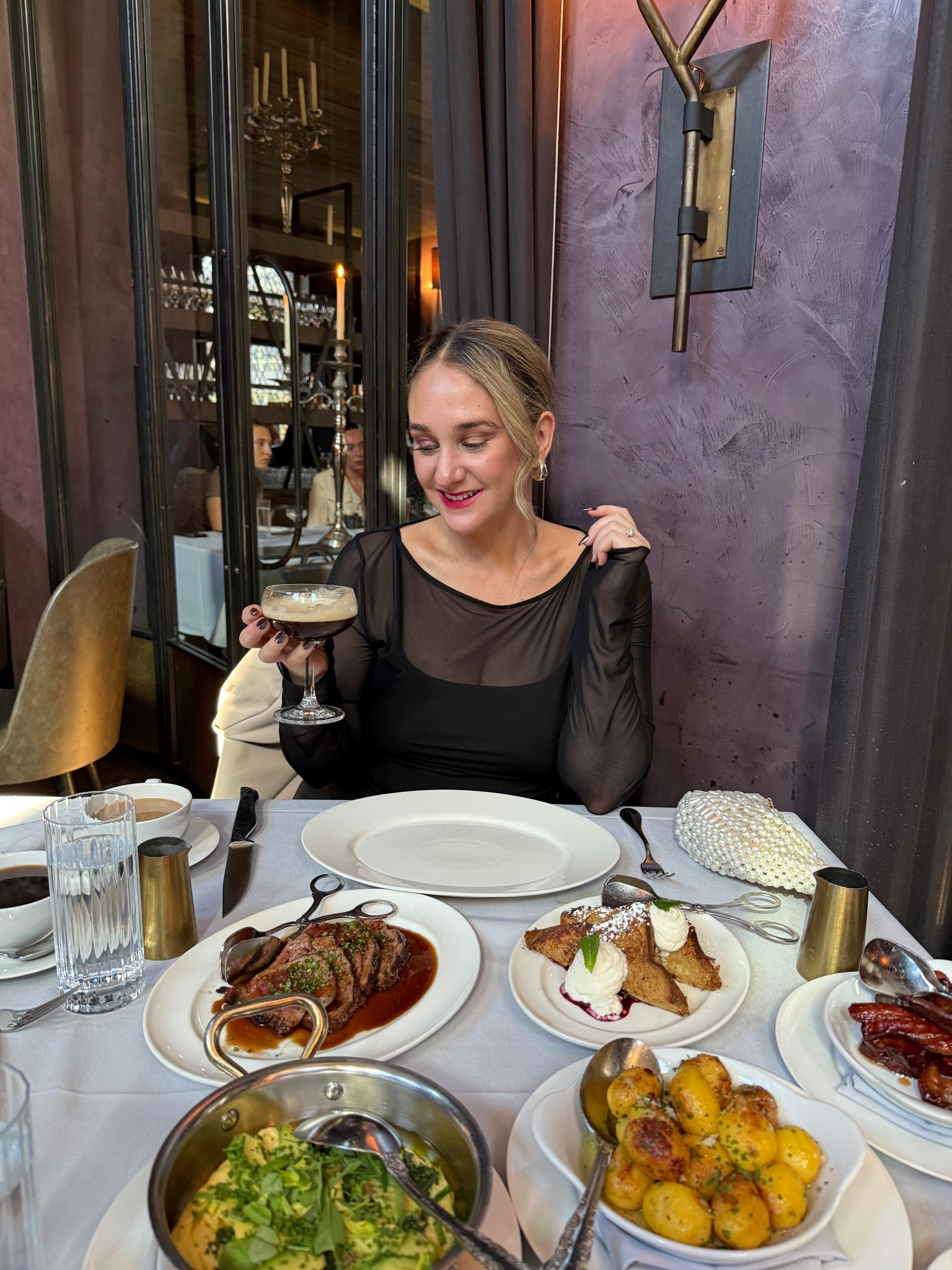 Brunch outfit with this shear top and black bodysuit underneath  

#LTKSeasonal #LTKStyleTip #LTKHoliday