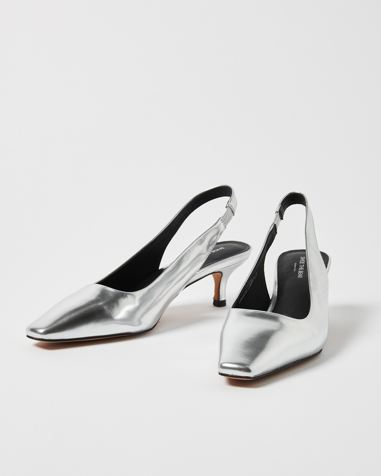 Shoe The Bear Maxine Silver Leather Heeled Slingbacks | Oliver Bonas | Oliver Bonas (Global)