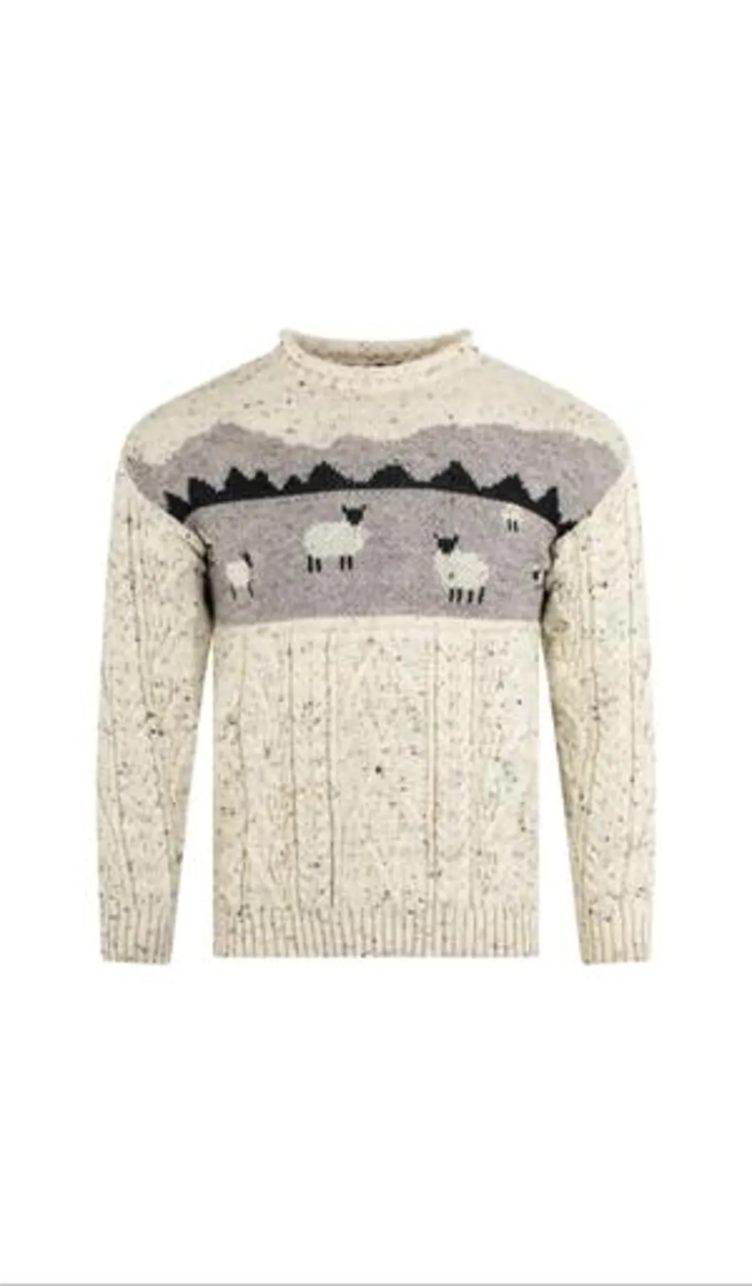 Pure British Wool Aran Sheep Scene Jumper in Oatmeal/Grey/Made In UK/S-XL | Etsy (US)