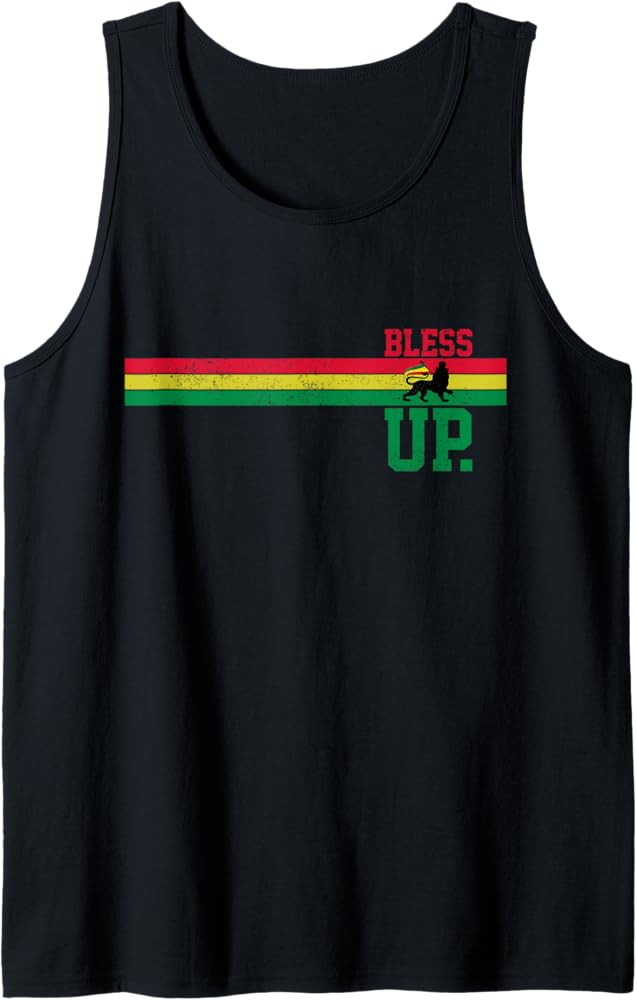 Reggae Music Rastafari Bless Up Lion Of Judah Rasta Gift Tank Top | Amazon (US)