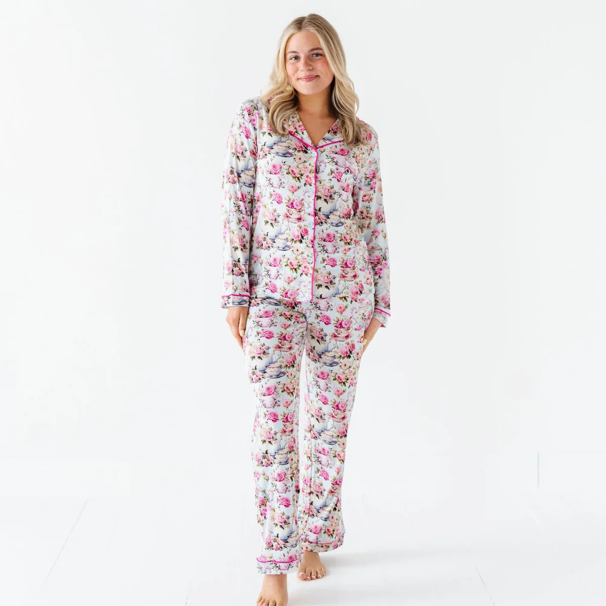 Tea-rific Women's Collar Shirt & Pants Set | Bums & Roses
