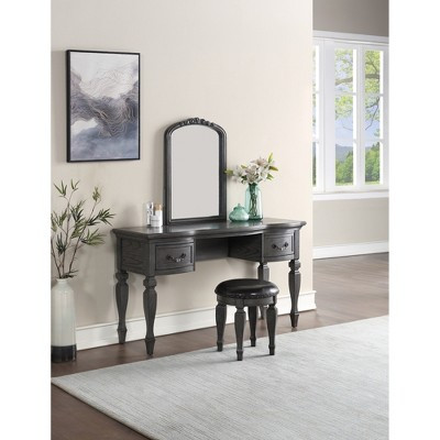 Bedroom Classic Vanity Set Wooden Carved Mirror Stool Drawers | Target