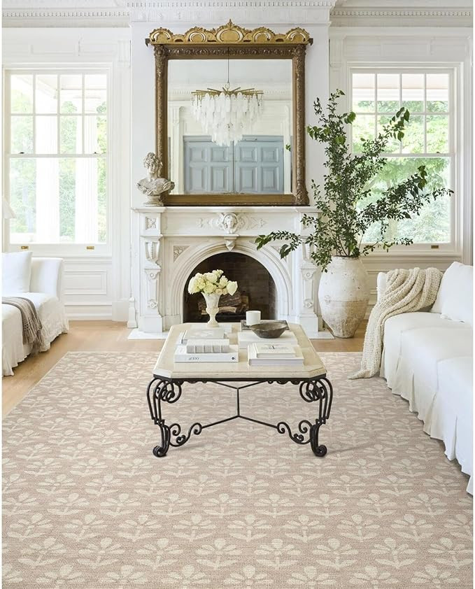 Livabliss x Nabela Noor Home Maya Global Floral Area Rug, 7'10" x 10',Light Brown | Amazon (US)