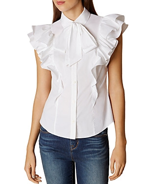 Karen Millen Ruffle Tie-Neck Shirt | Bloomingdale's (US)